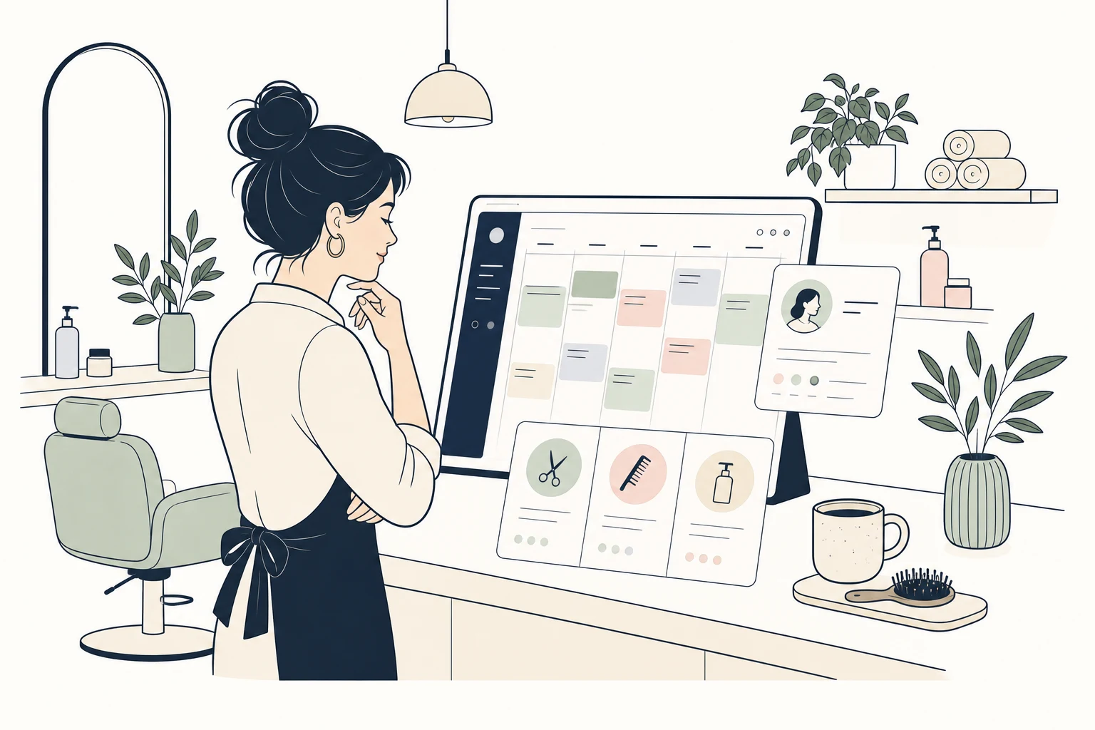 Illustratie van een rustige online salonagenda