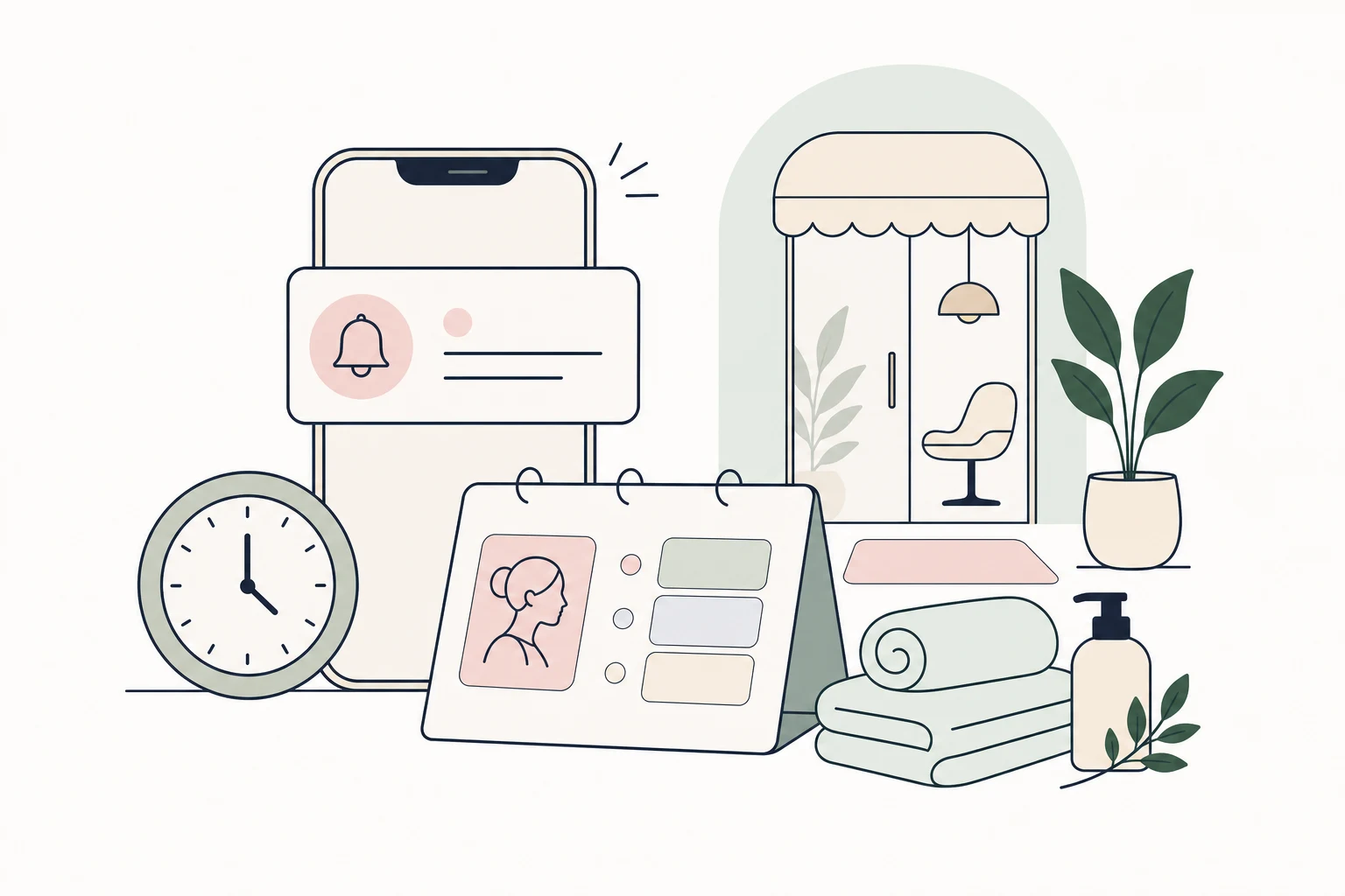 Illustratie van een korte afspraakherinnering vlak voor een salonafspraak