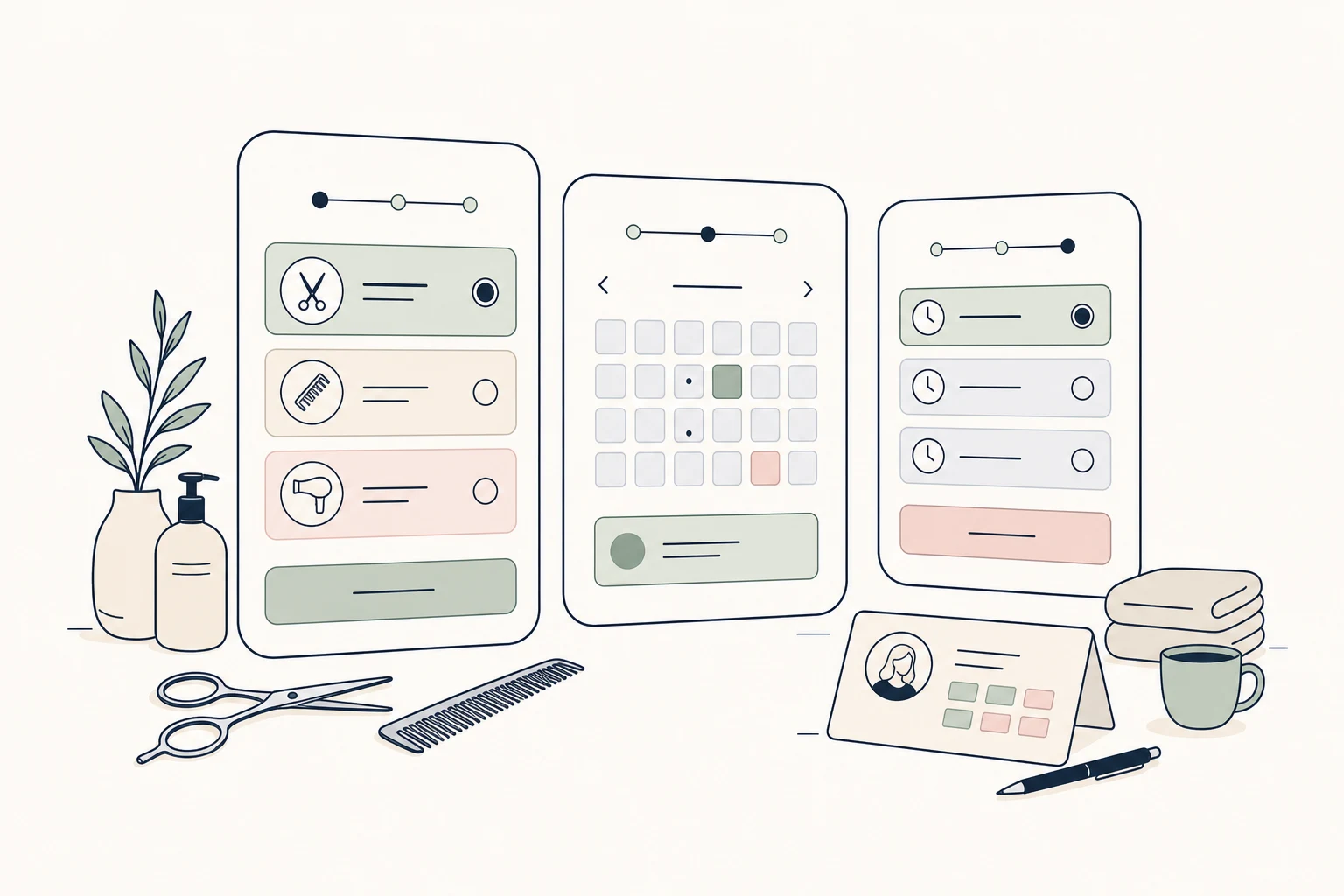 Illustratie van de online boekingstool voor salons