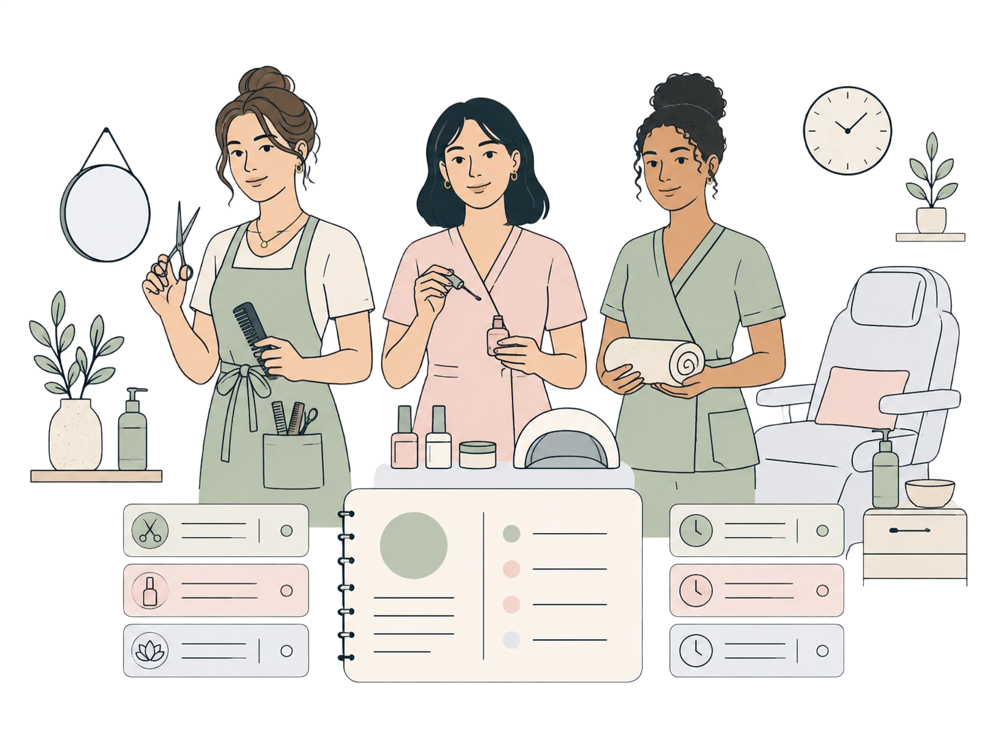 Verschillende salonprofessionals die met Ingeboekt werken